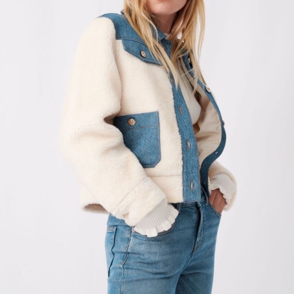 Maje Denim & Sherpa Jacket - Picture 3 of 5